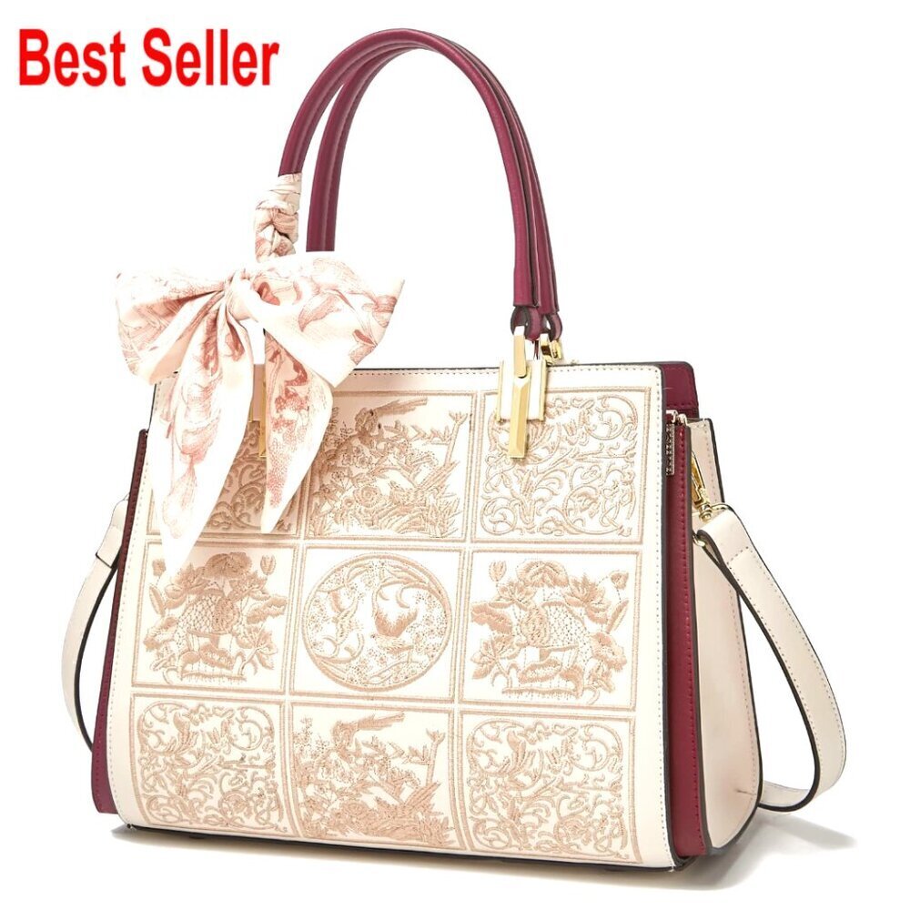 Genuine Leather Tote Bag with Adjustable Strap and Multiple Pockets